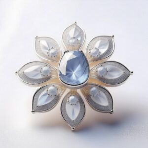 Ohrring als Blüte mit hellblauen Steinen